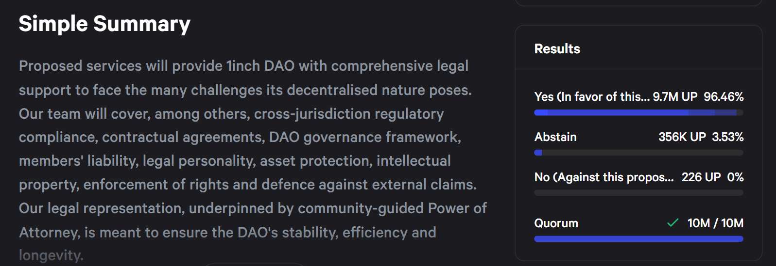 1inch DAO approves hiring legal support