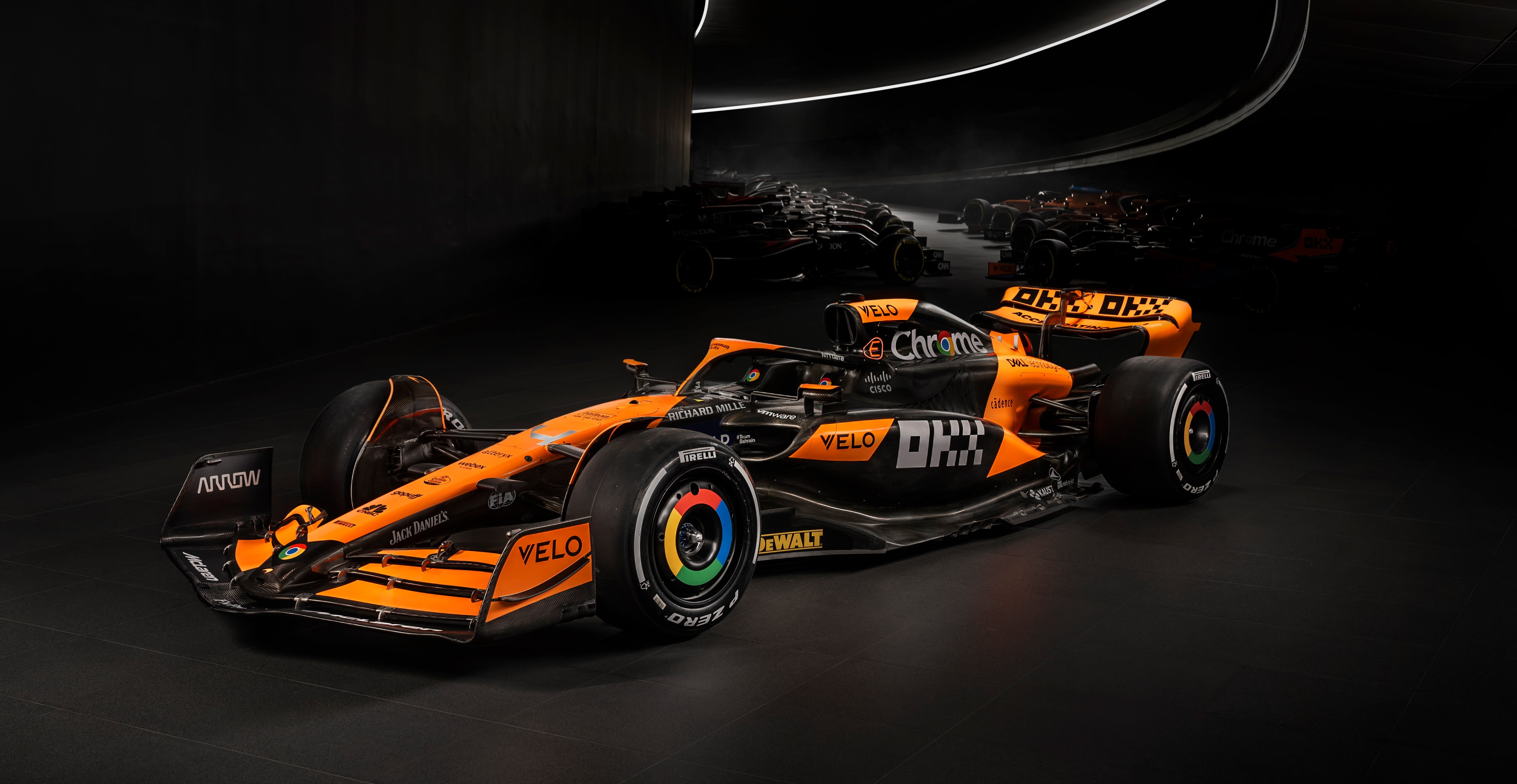 McLaren Racing F1 car with the OKX livery