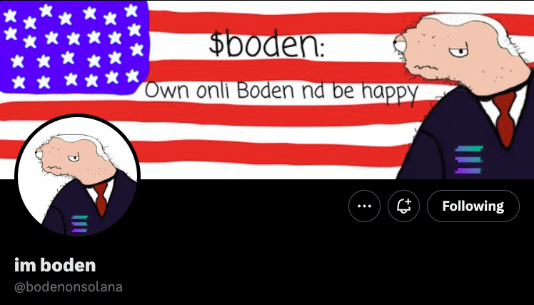 Jeo Boden（BODEN）模因币的官方X账户。