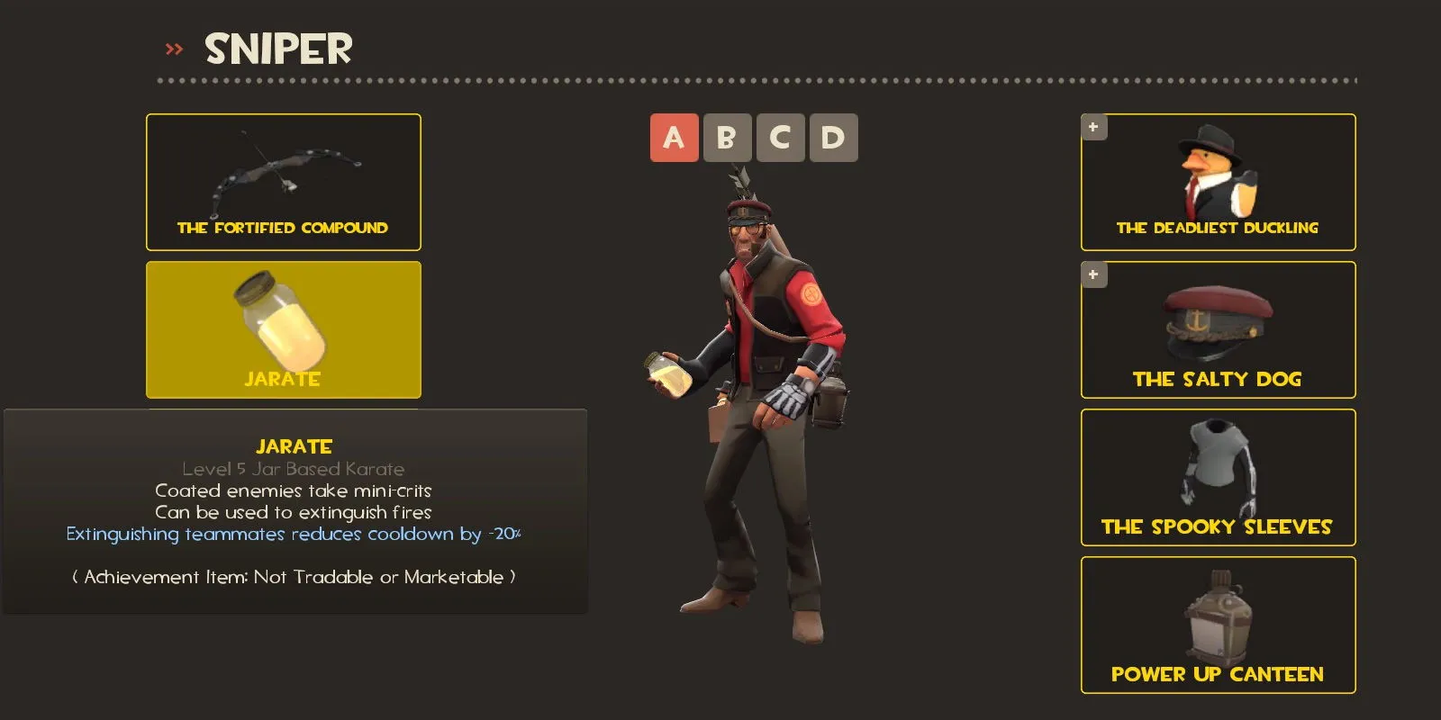Sniper holding a jar of Jarate in the inventory menu