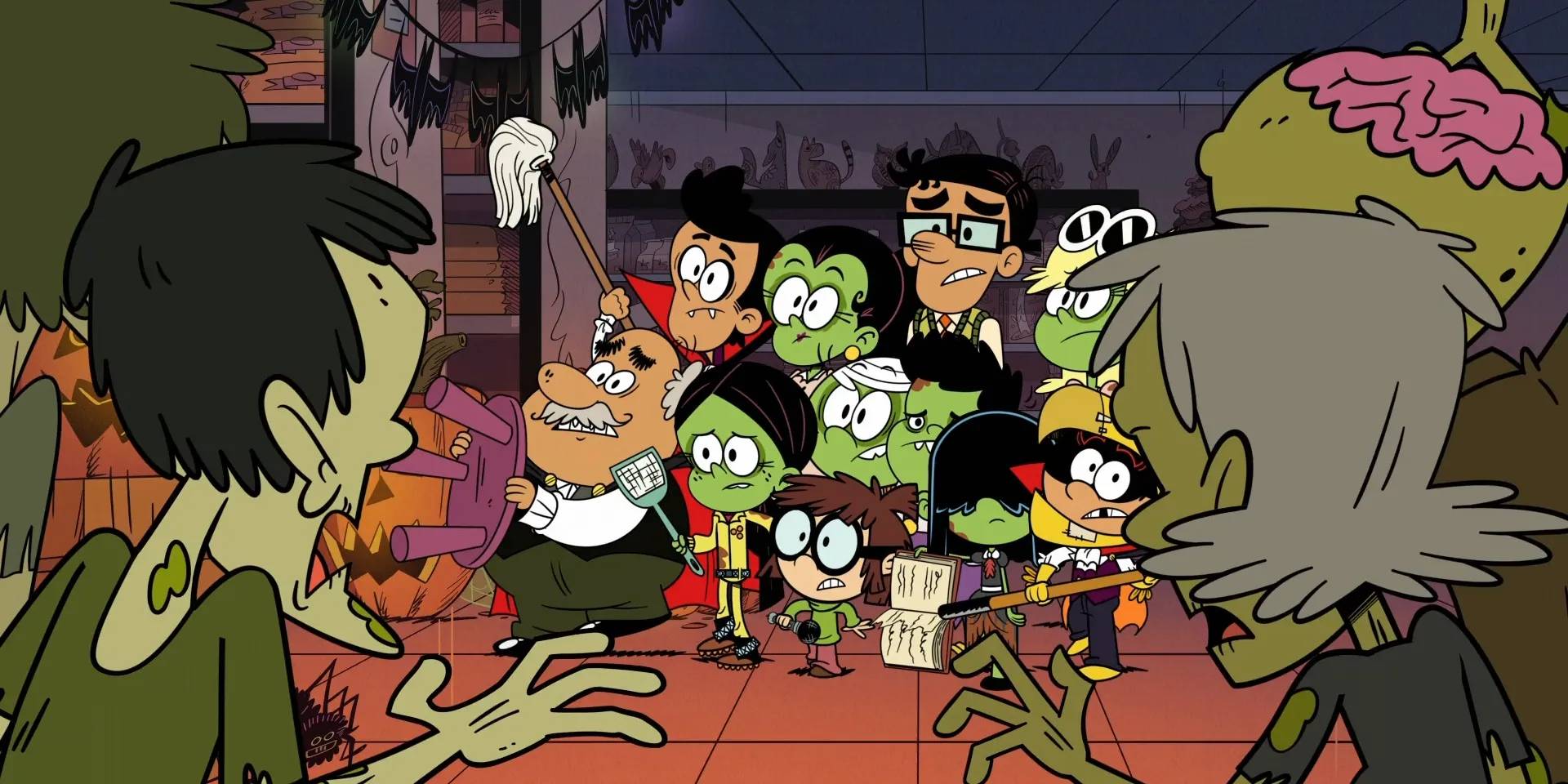 Una imagen de la familia Casagrande con algunos personajes de The Loud House