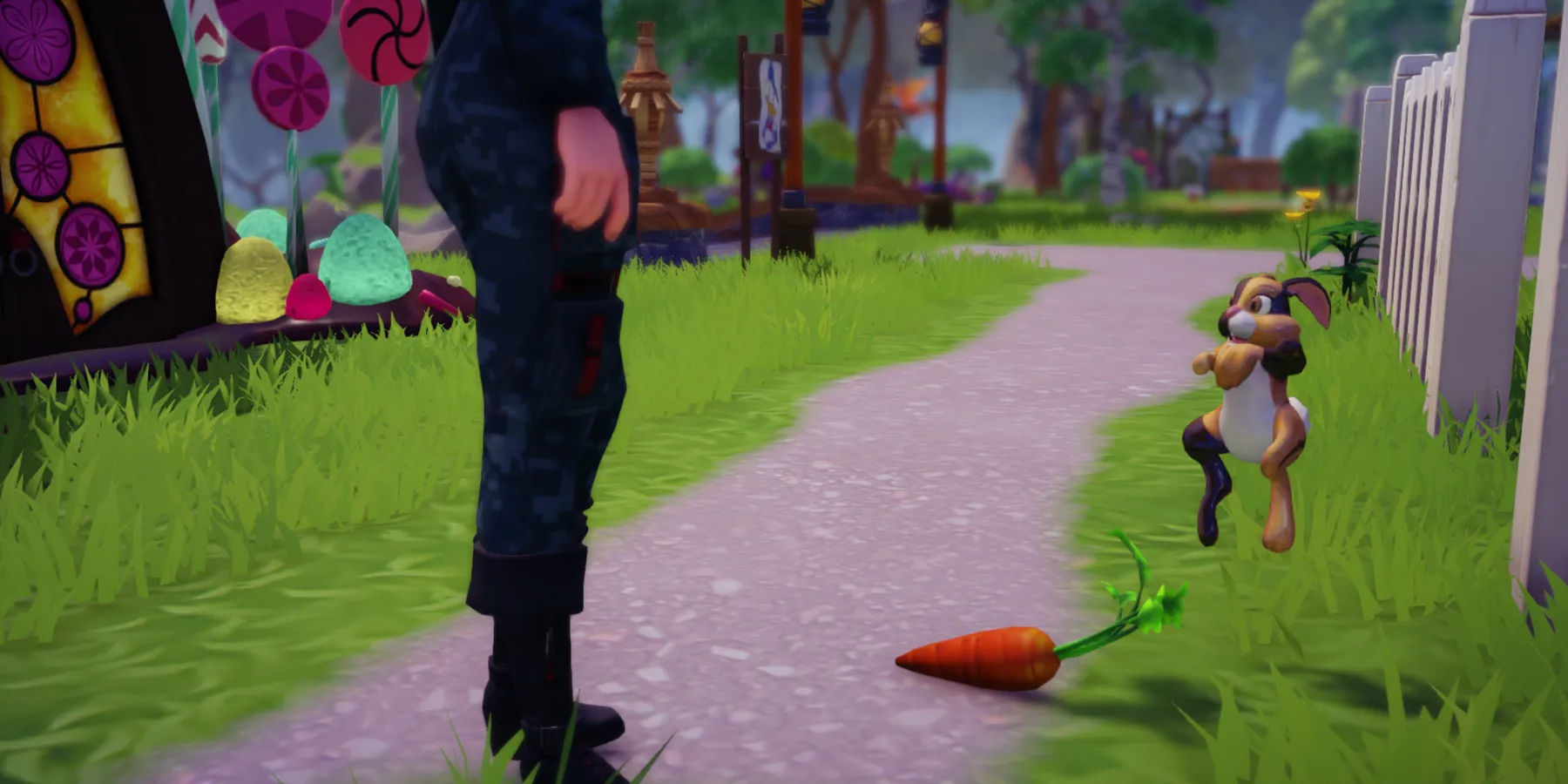coniglio che mangia carota in Disney Dreamlight Valley