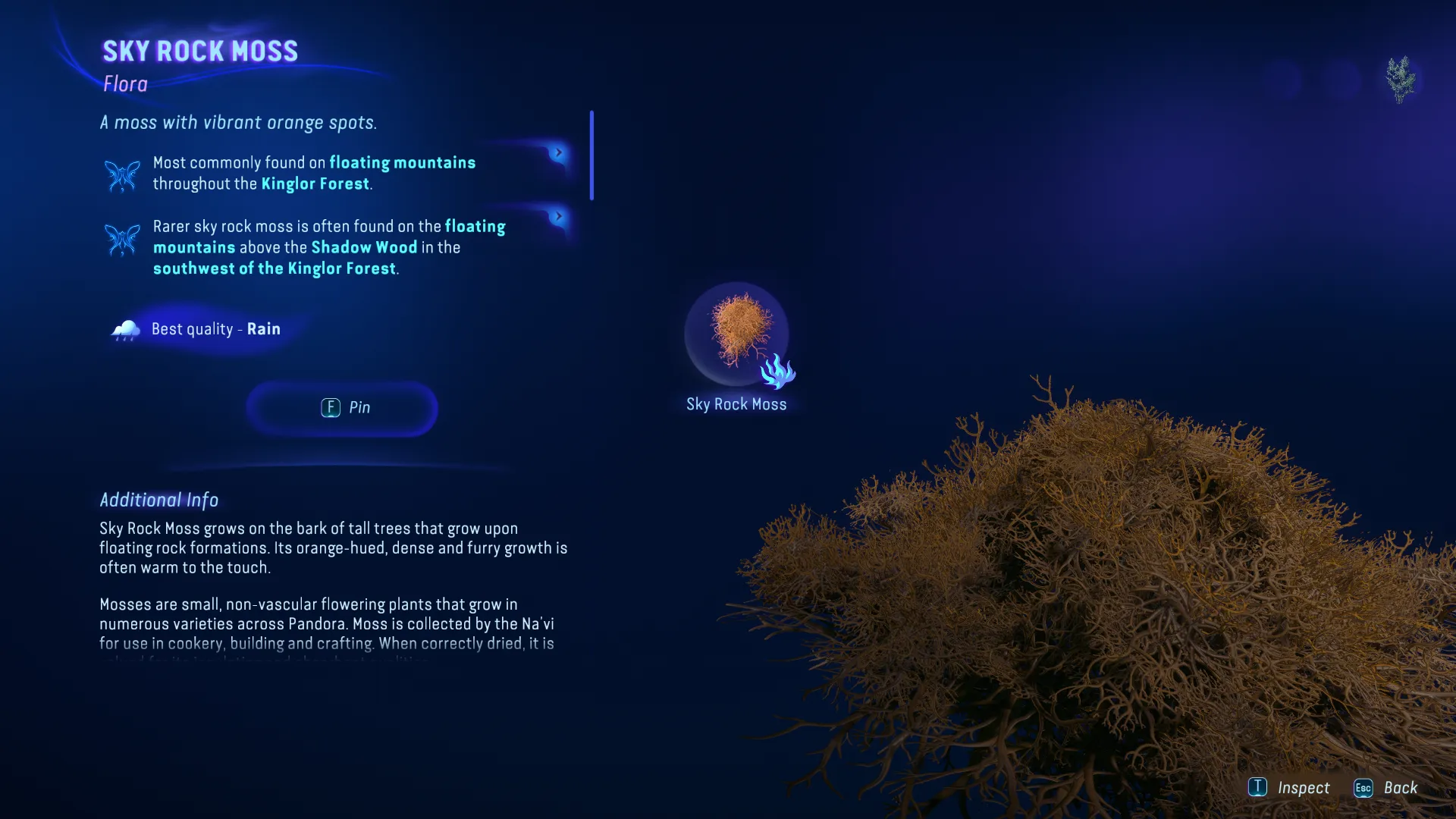 Небесный скальный мох в Аватар: Пограничье Пандоры