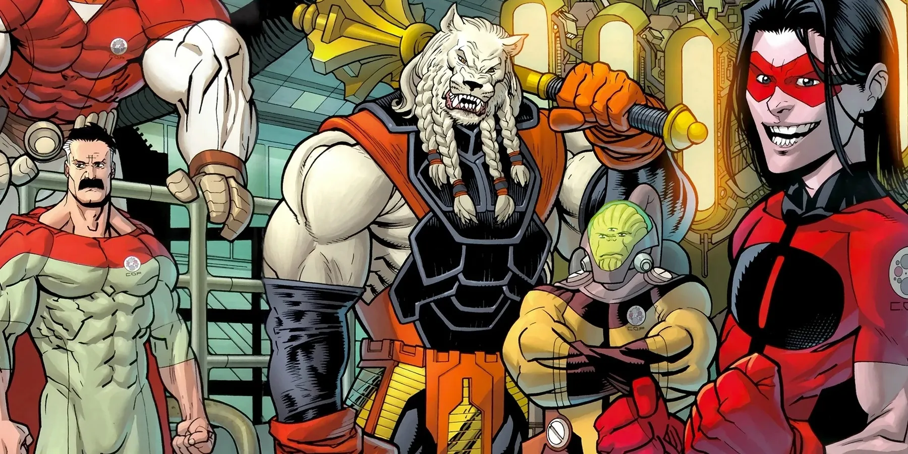Battle Beast stands ready for a fight alongside other heroes