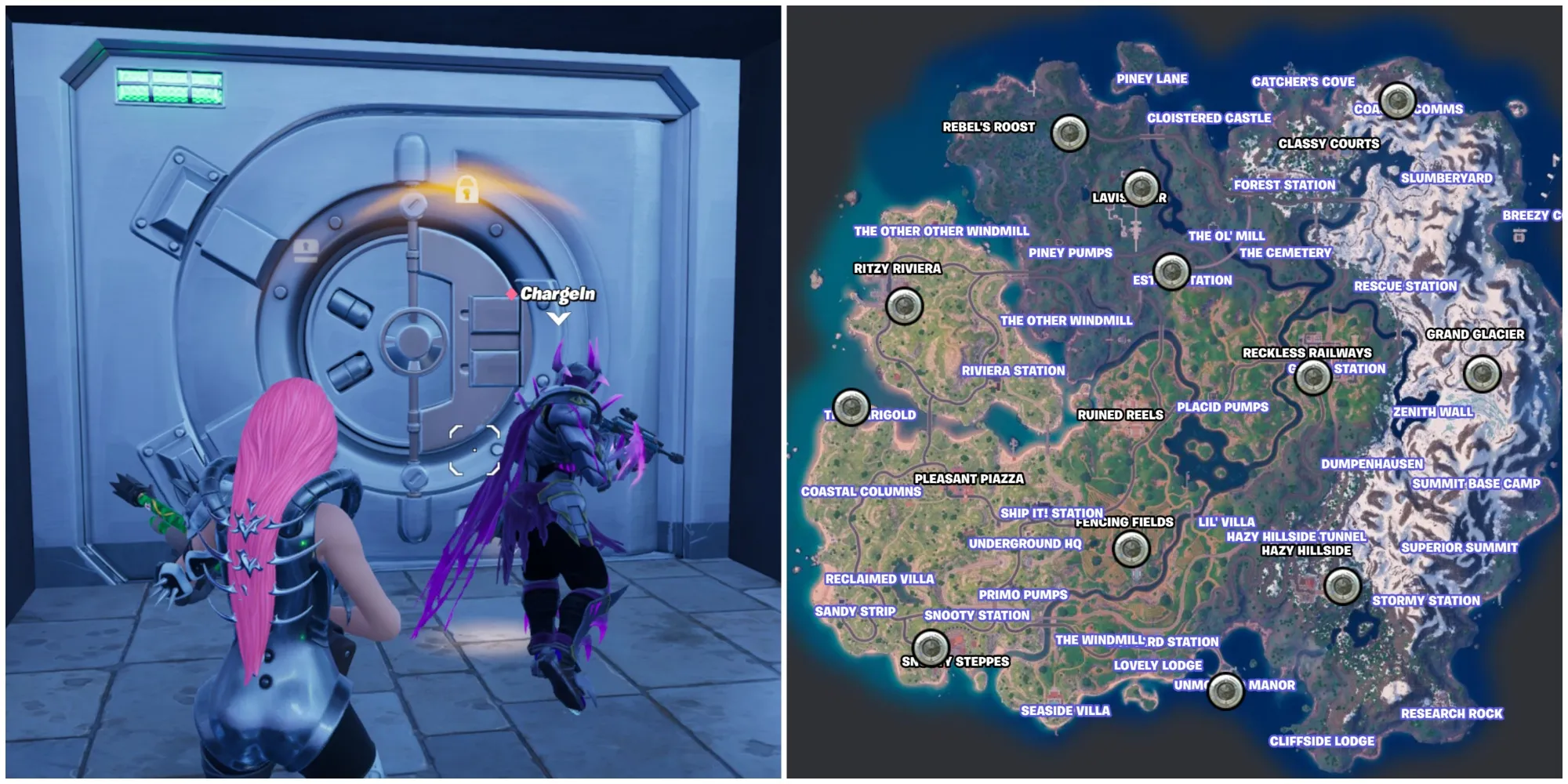 vault entrance and vault locations on map