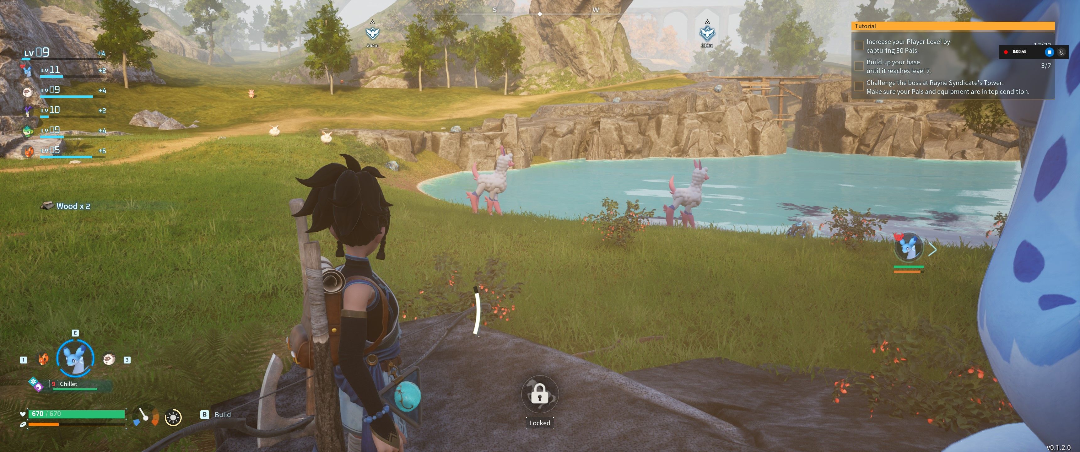 Palworld: Игрок и Чиллет стоят у озера