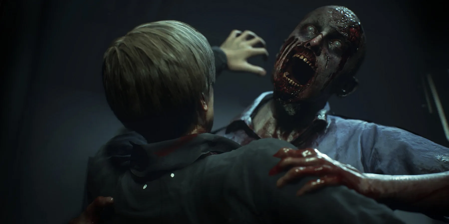 Леон из Resident Evil 2 Remake под атакой зомби