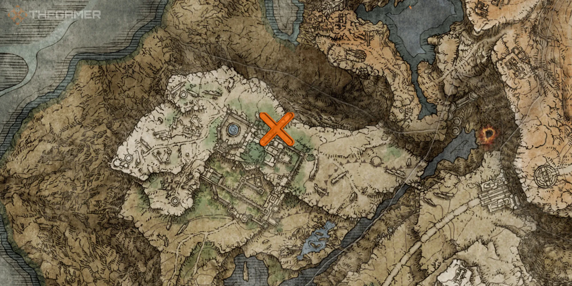 Карта, показывающая местоположение магии Замерзшее Вооружение в Elden Ring