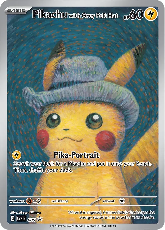 Pikachu con Cappello di Feltro Grigio - Carta Promozionale