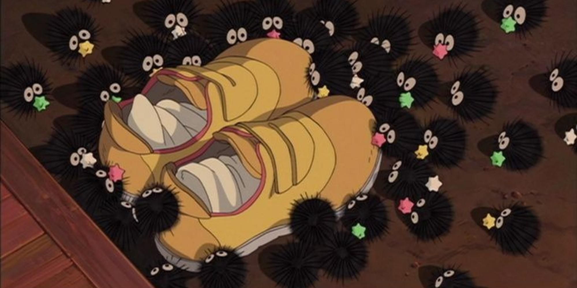 Soot Sprites take Chihiro’s Shoes in Spirited Away