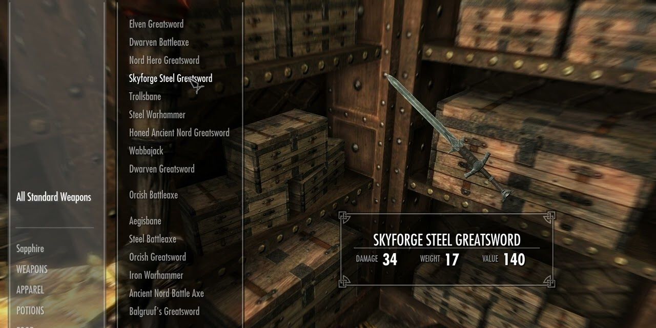 Grande épée en acier de la Forge des Cieux dans Skyrim