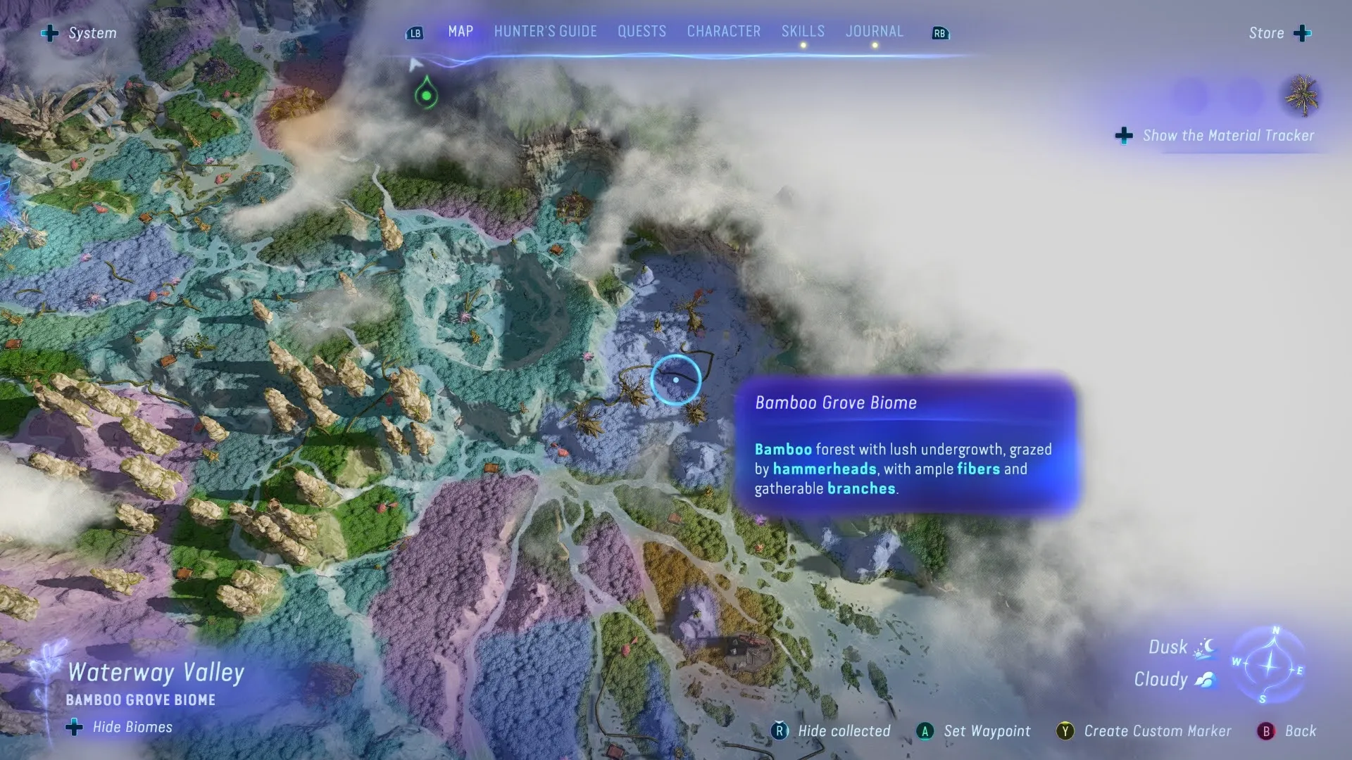 Une image de la carte montrant la zone de Bamboo Grove d'Avatar Frontiers of Pandora