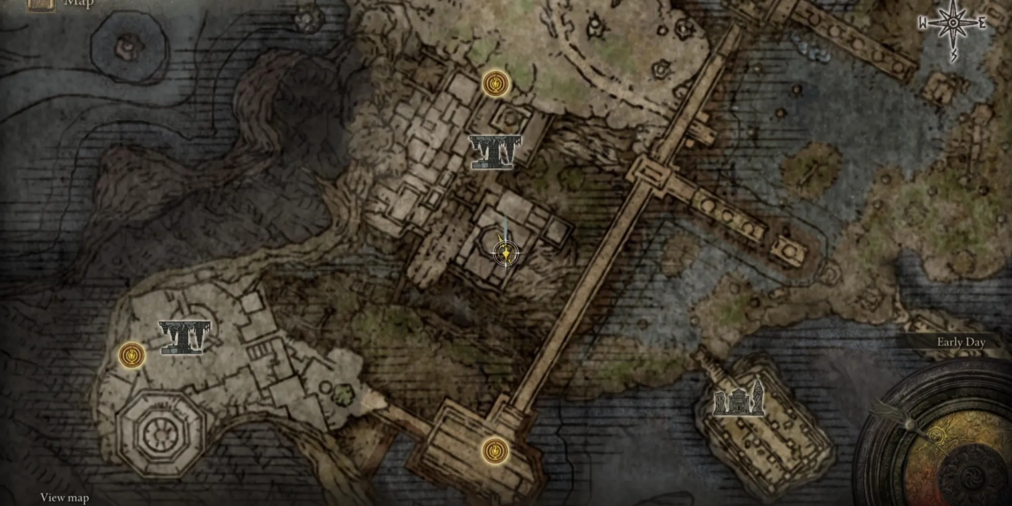 《埃尔登之环》中流动锤巨斧的位置地图