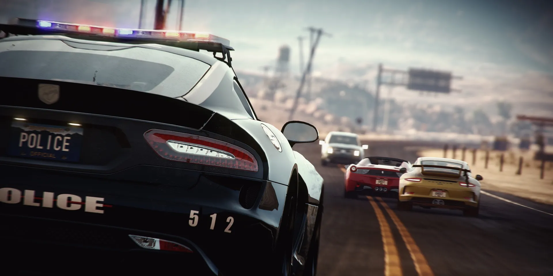 A police car chases after street racers in Need For Speed Rivals