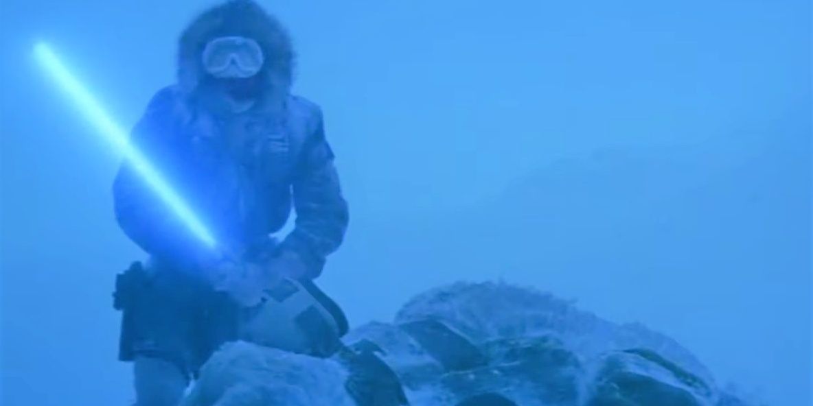 Han Solo wields a lightsaber in Star Wars: The Empire Strikes Back