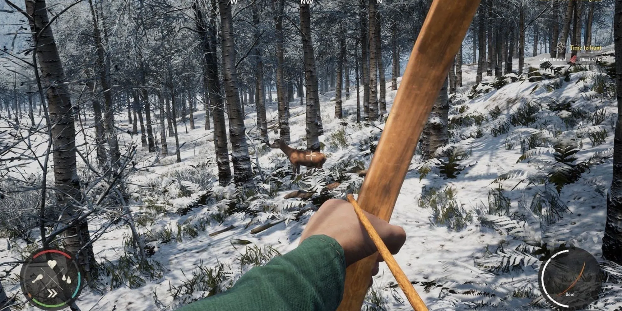 Screenshot dell'attività di caccia su Medieval Dynasty.