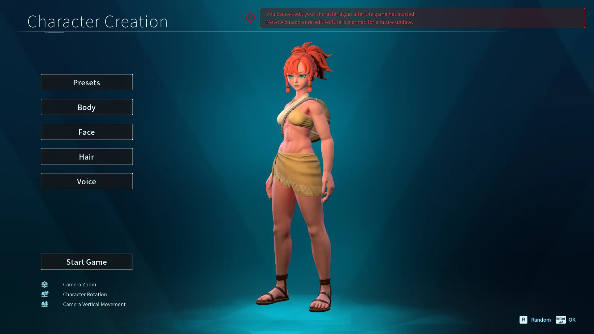 Экран создания персонажа в Palworld