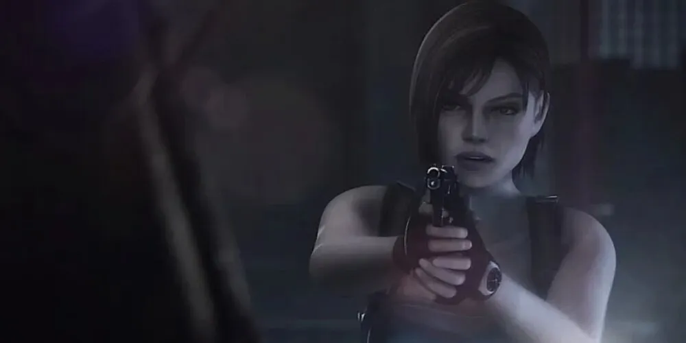 Jill visant avec une arme