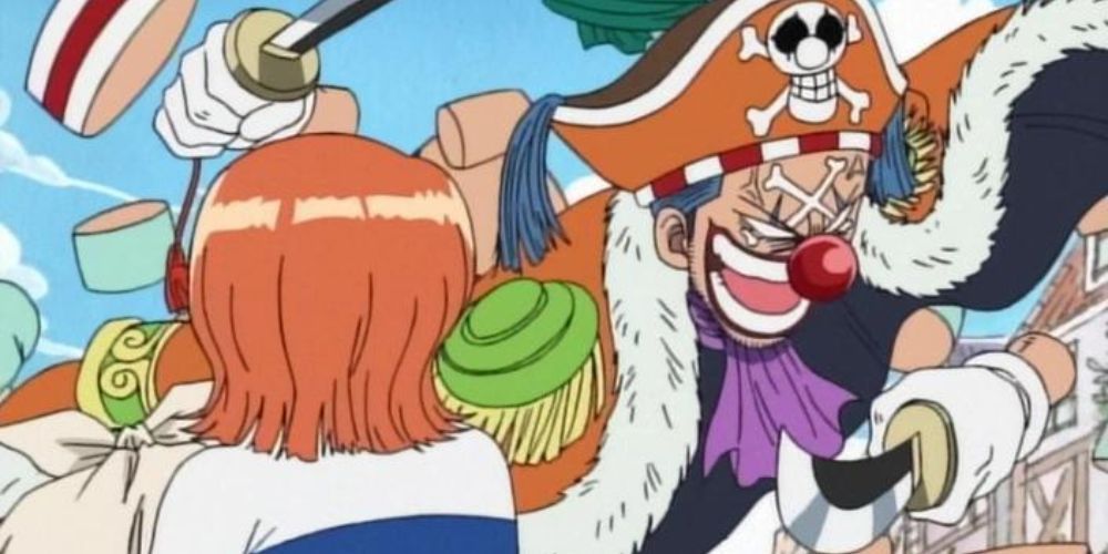 Buggy using the powers of his Bara Bara no Mi in order to attack Nami