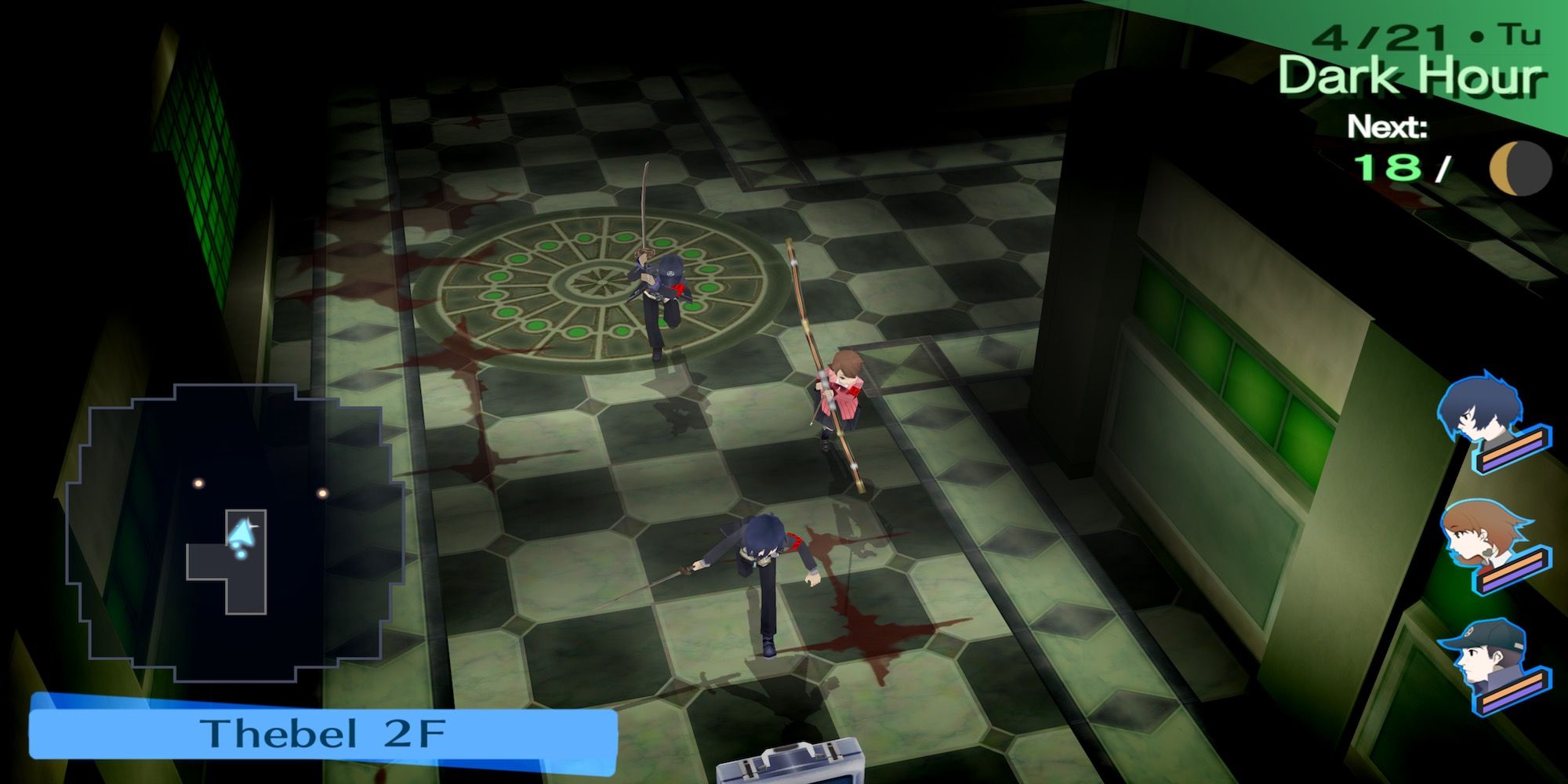 Exploration d'un donjon dans Persona 3 Portable
