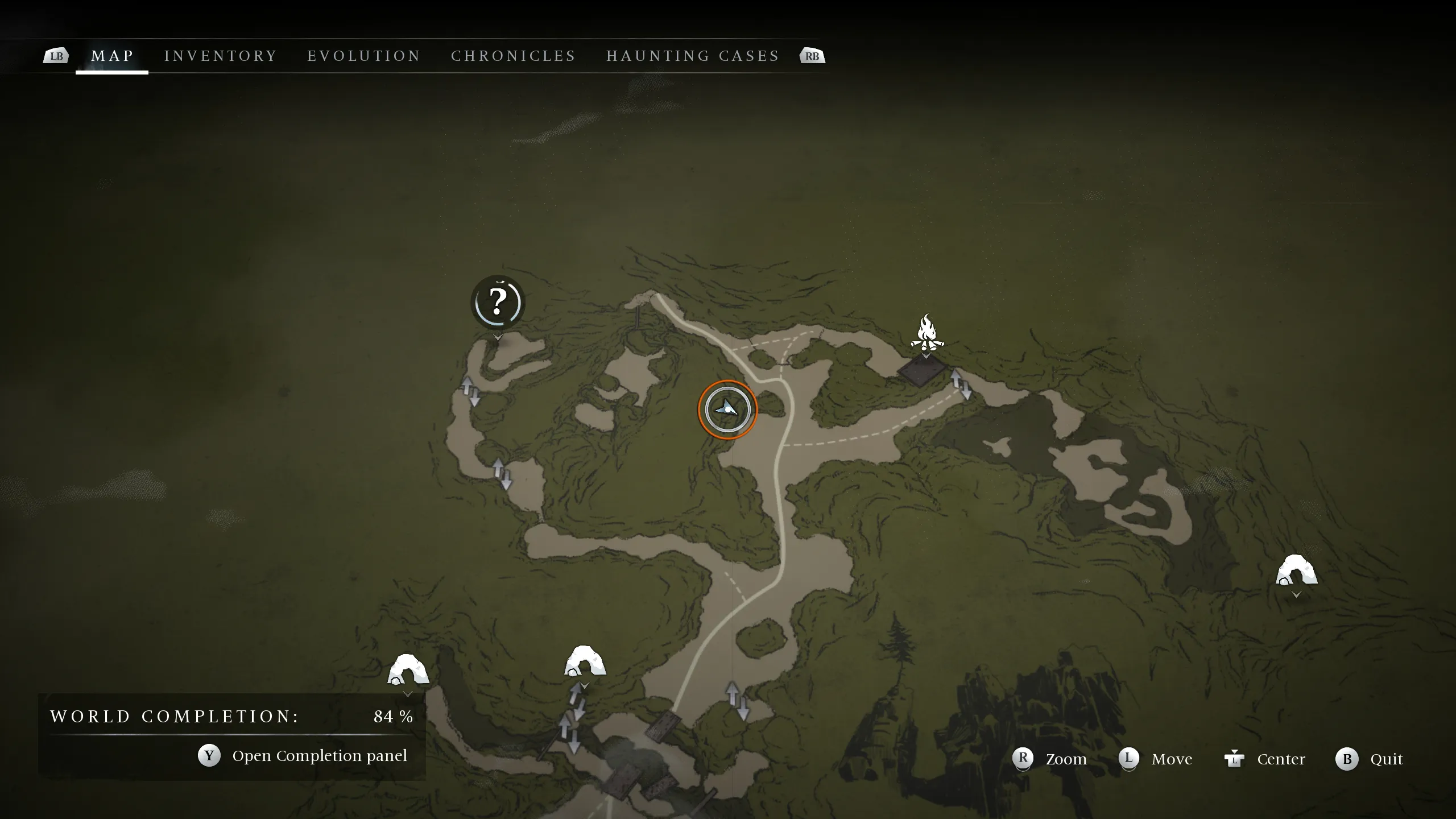 Un cercle sur la carte montrant l'emplacement du Gardien 3 - Banishers : Ghosts of New Eden