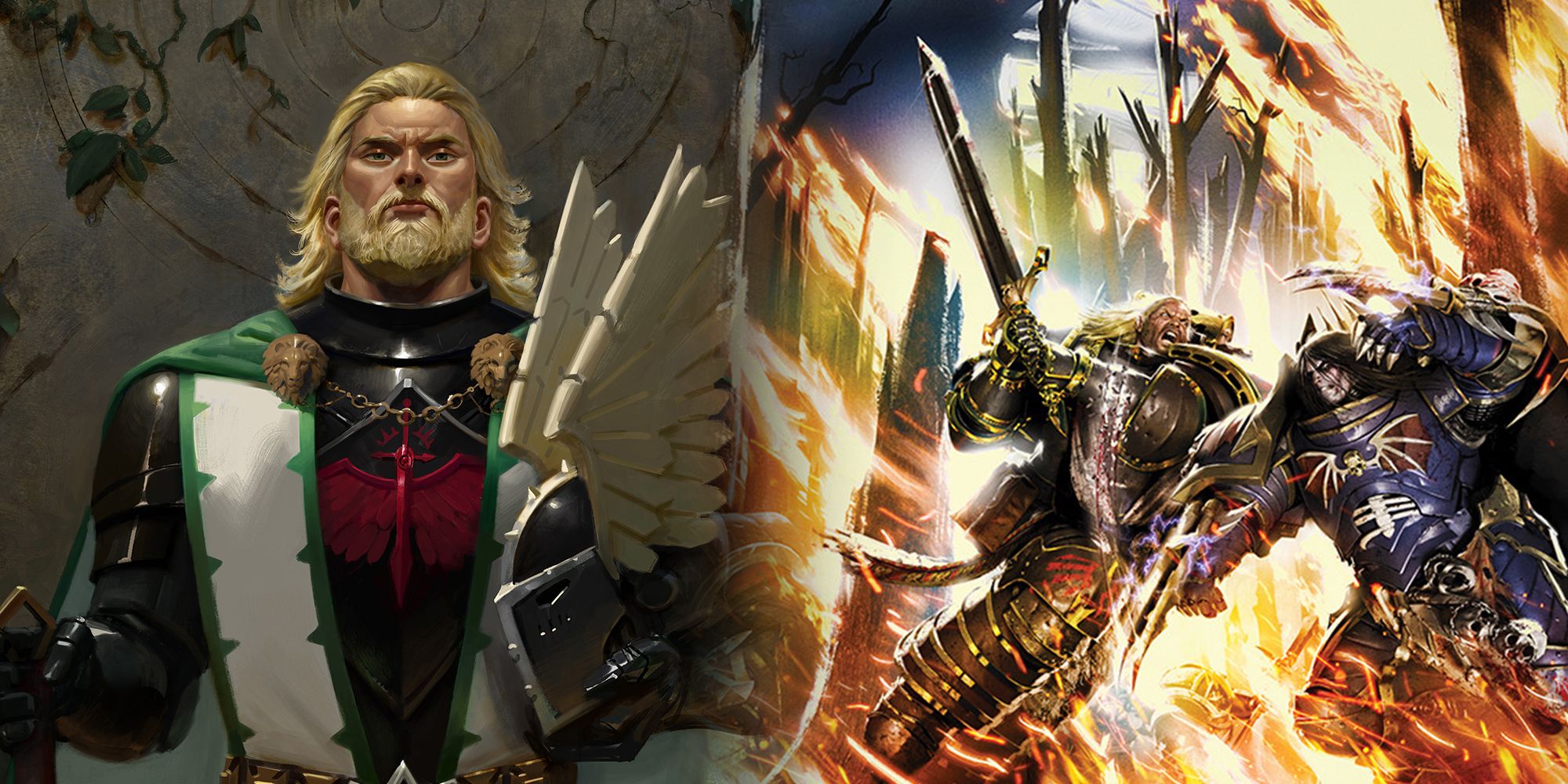 Warhammer 40k - Lion El'Johnson Fuori dall'Armatura e dall'aspetto di Cavaliere in Combattimento contro Konrad Curze