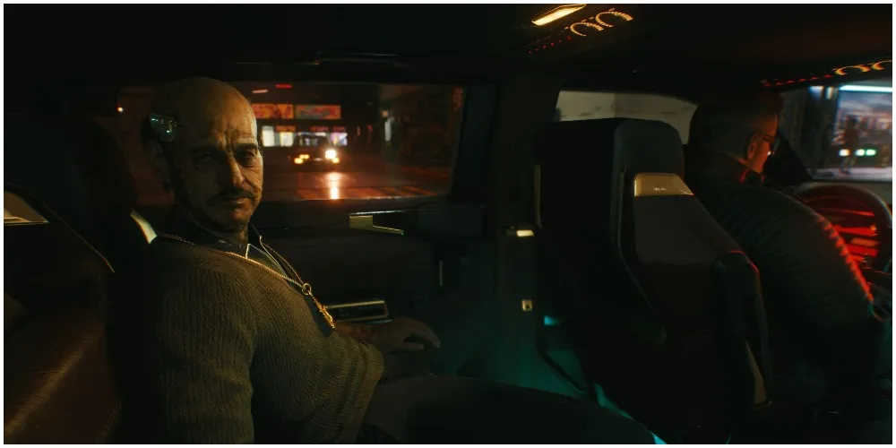 Cyberpunk 2077 Sebastian Padre Ibarra In The Back Of The Car With V