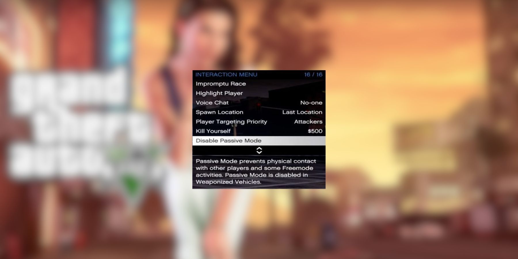 Accès rapide au mode passif dans GTA Online