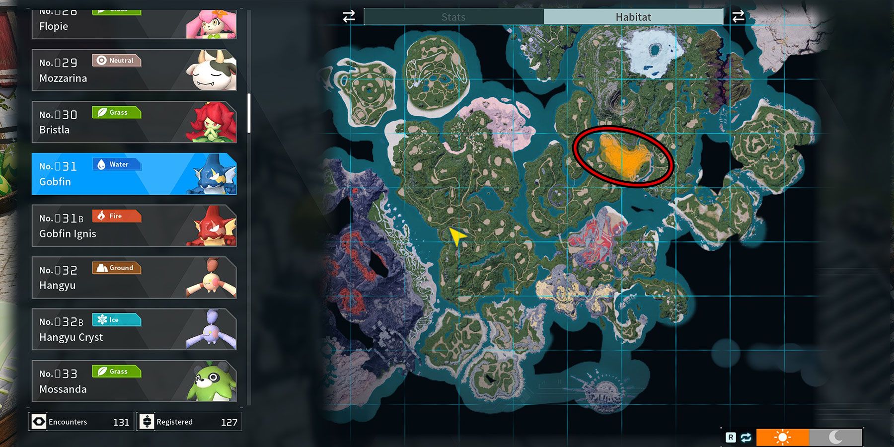 Goblin map location in Palworld