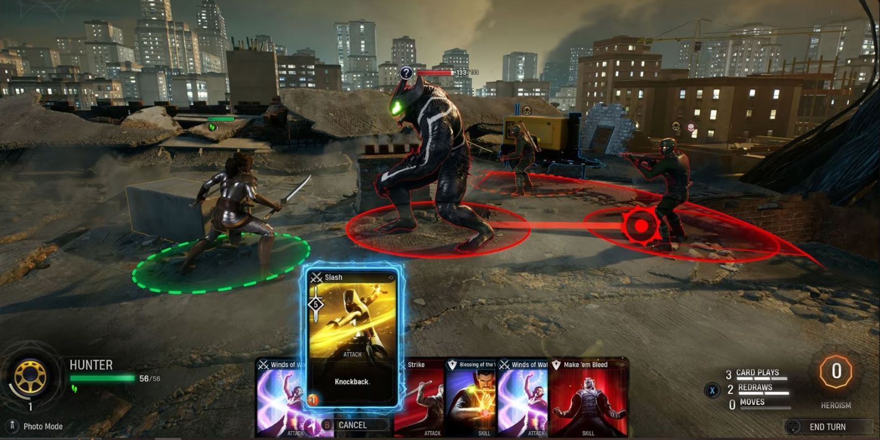 El Cazador enfrentando a un Venom demonizado y soldados de Hydra