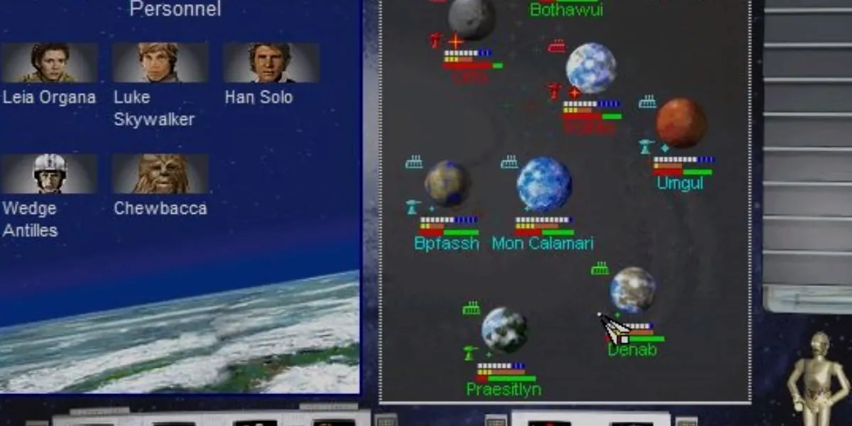 Star Wars Rebellion의 전략 화면
