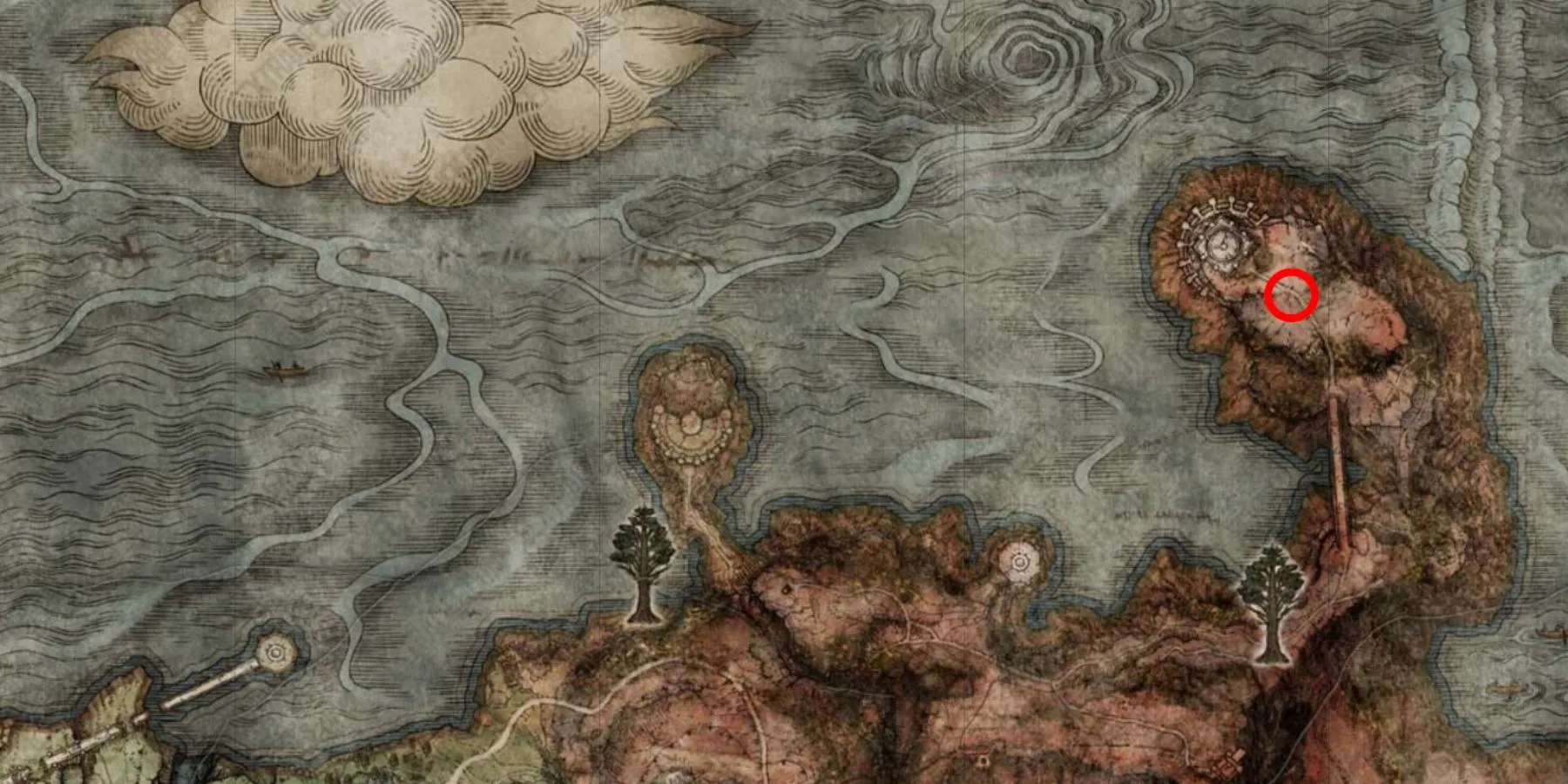L'emplacement du boss Lame noire de la parenté des Gargouilles sur la carte dans Elden Ring