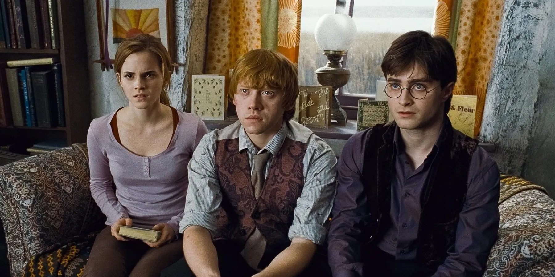 Hermione, Ron y Harry en Harry Potter y Las Reliquias de la Muerte