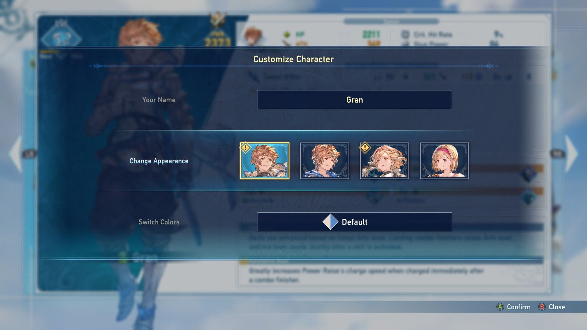 Personalizando al Capitán en Granblue Fantasy Relink