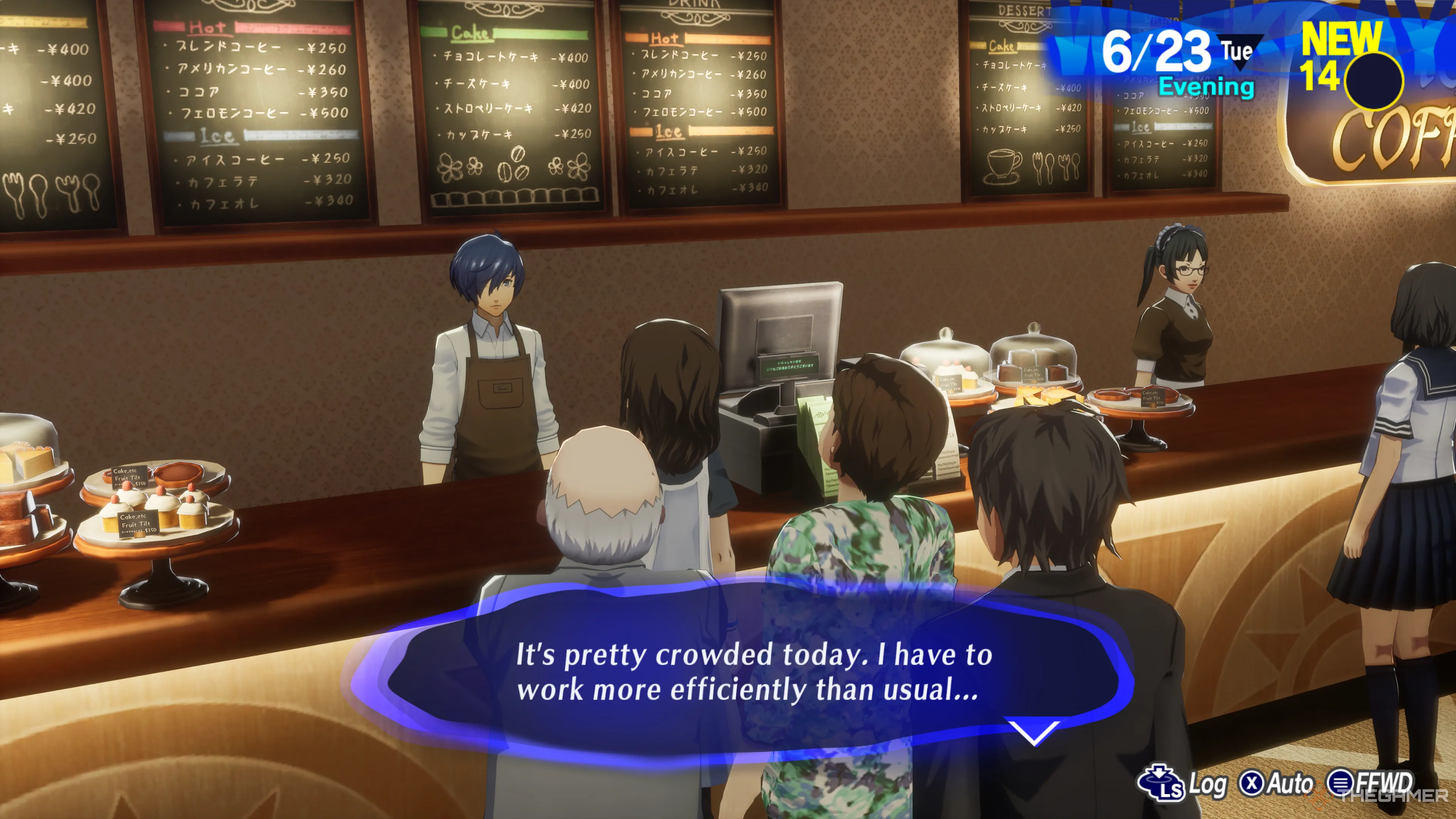 Работа в очень переполненном и оживленном кофейне в Persona 3 Reload