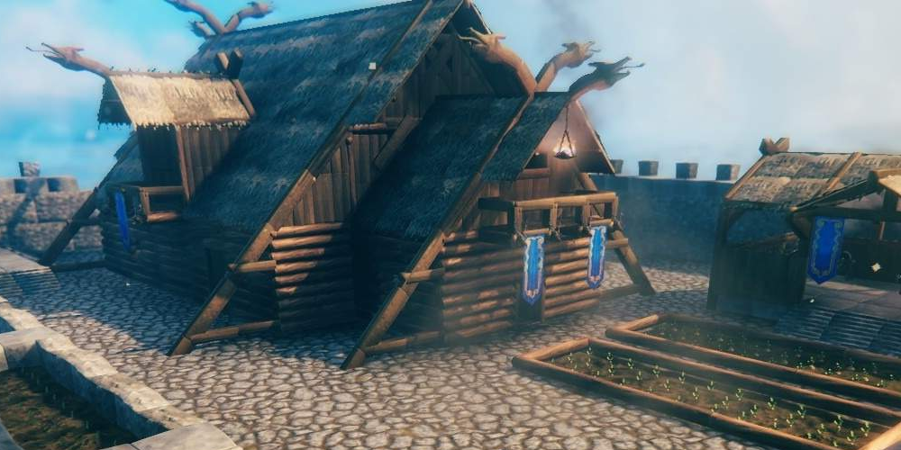 Valheim construction de toit de style viking