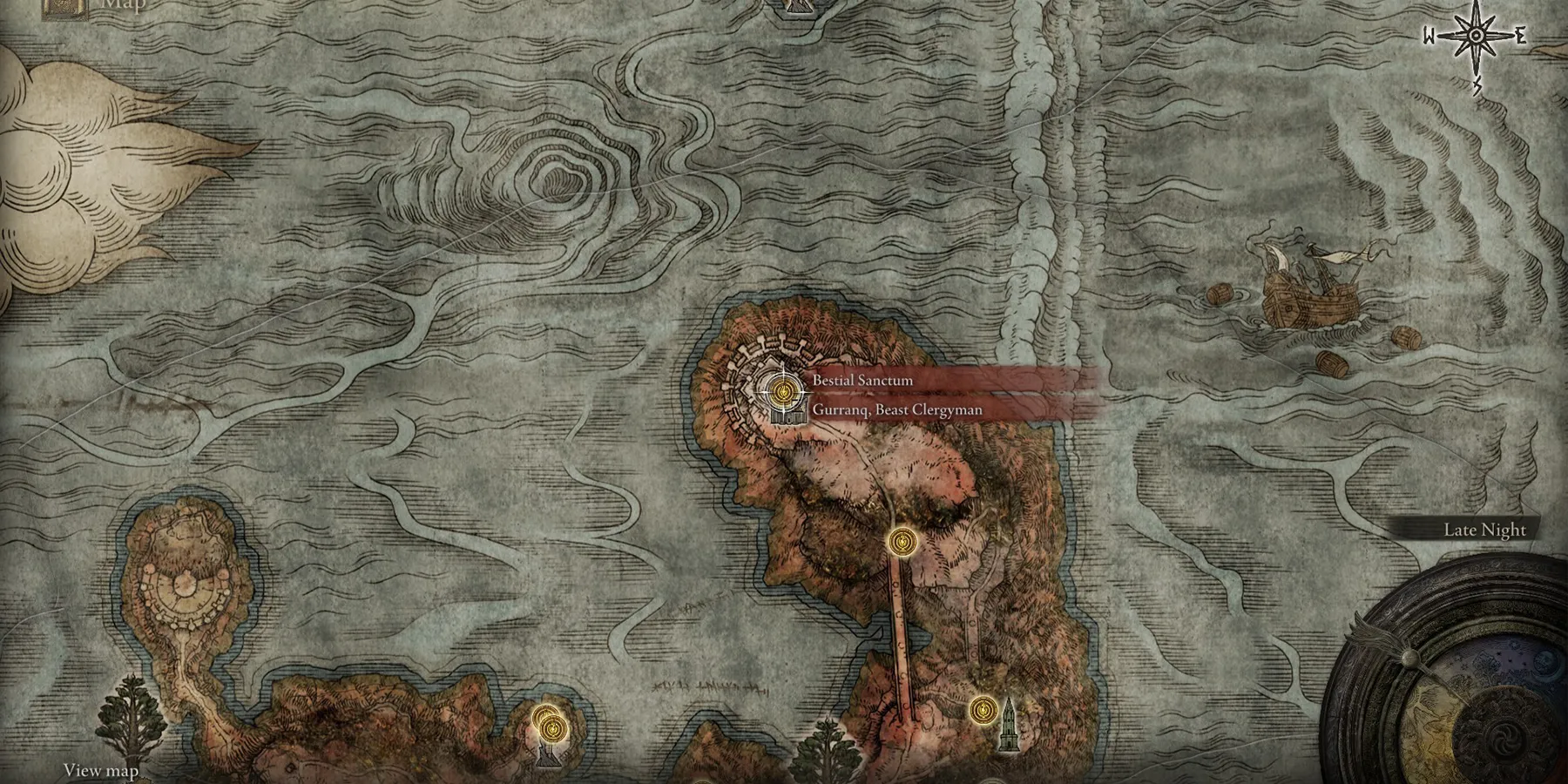Mapa del Santuario Bestial de Elden Ring