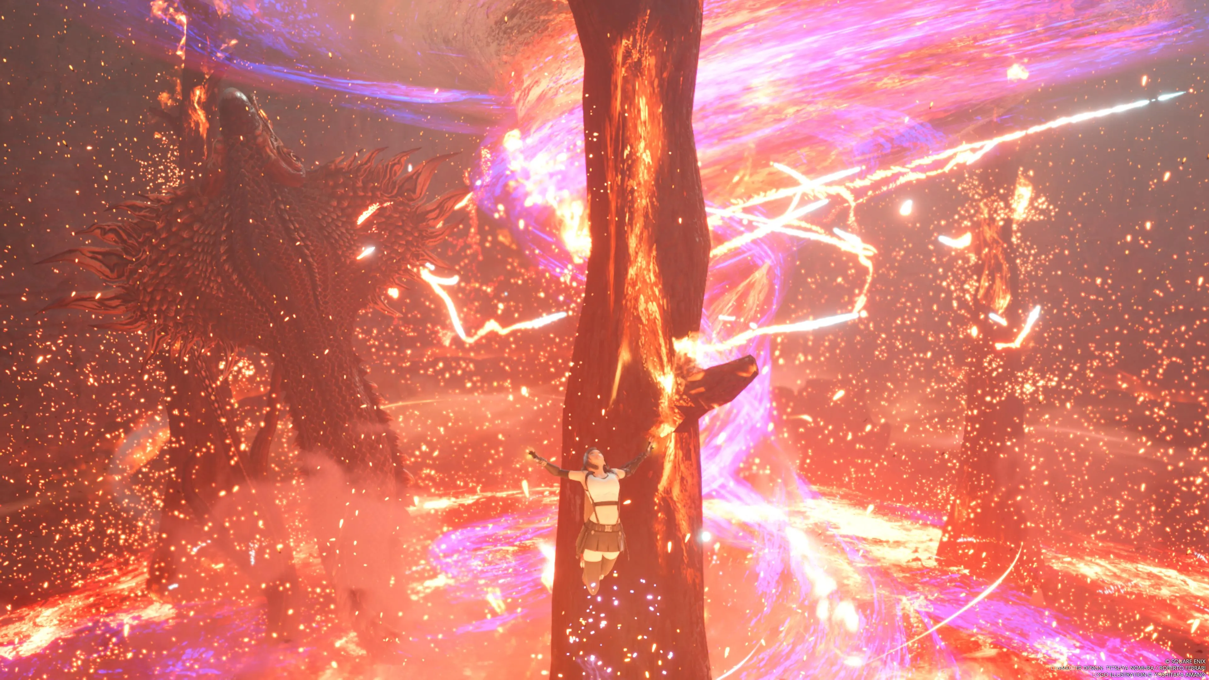 Tifa s'élève dans les airs pendant l'attaque Beta de Midgardsormr dans FF7 Rebirth