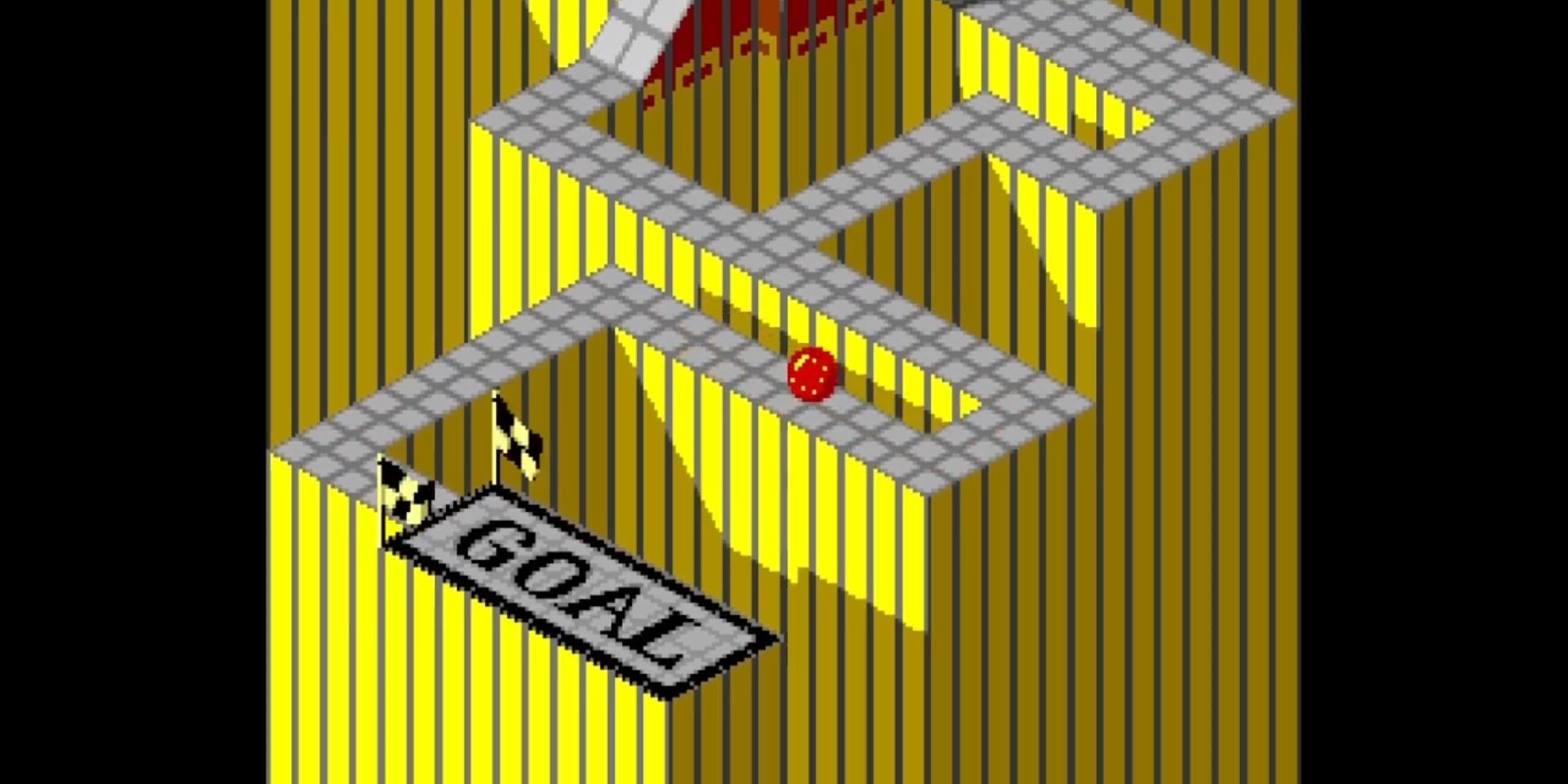 One of the first levels of Marble Madness