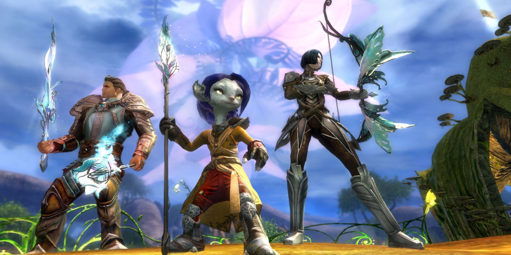 Tres personajes en Guild Wars 2
