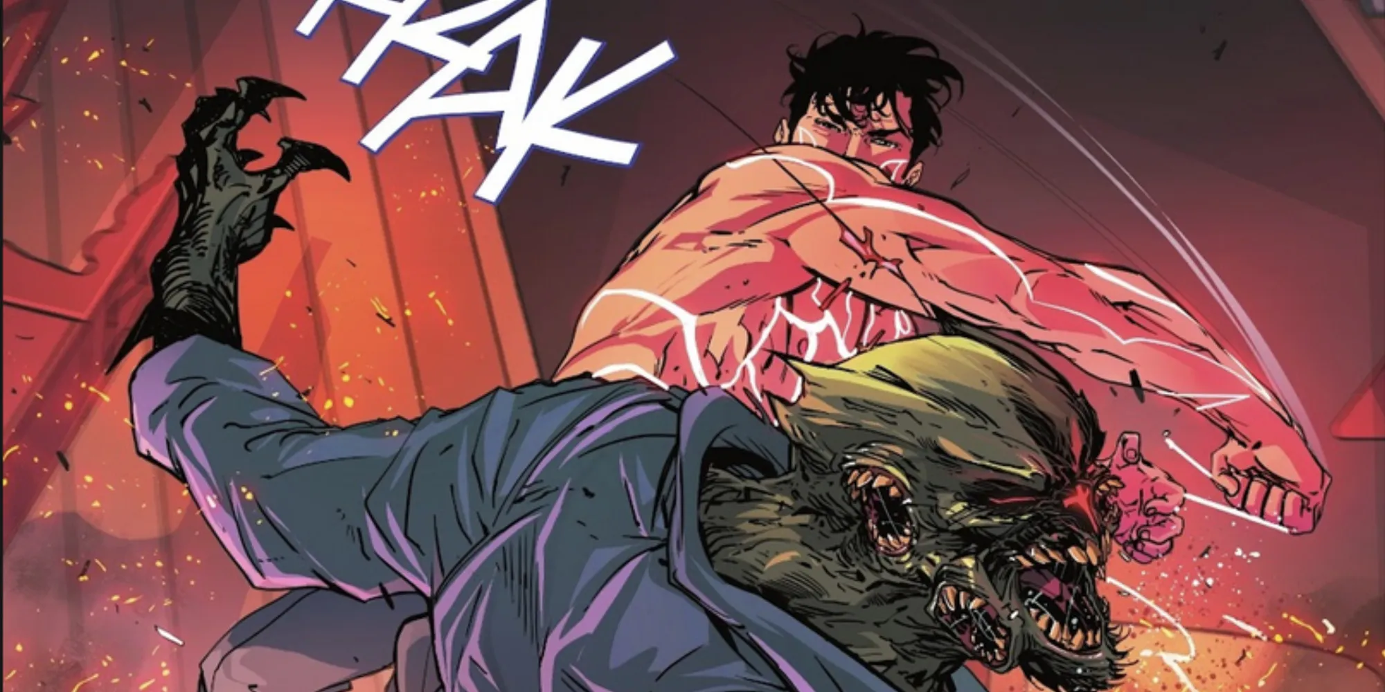 Bruce Wayne golpeando al demonio