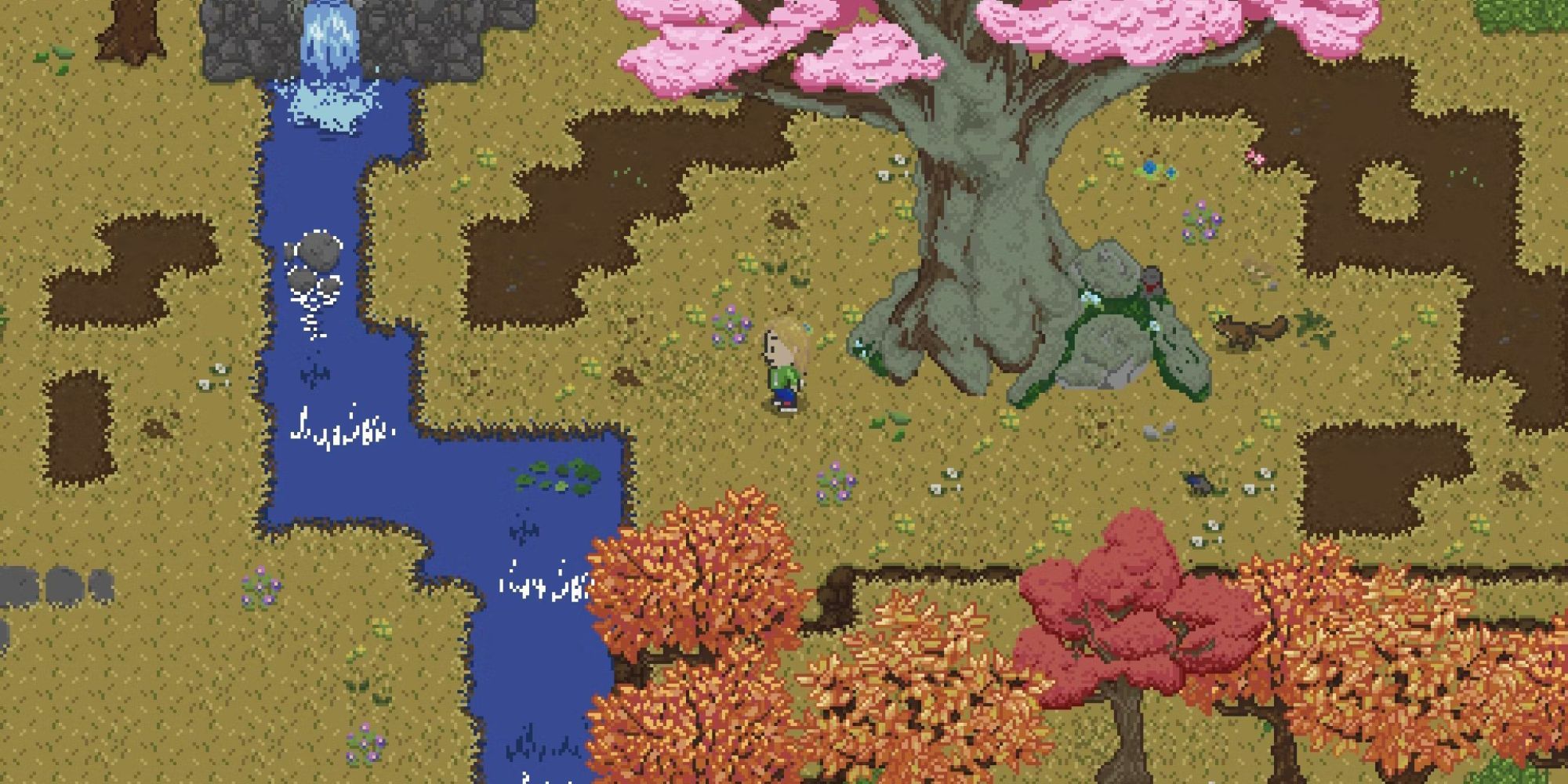 Un jugador junto a un árbol en Spirittea