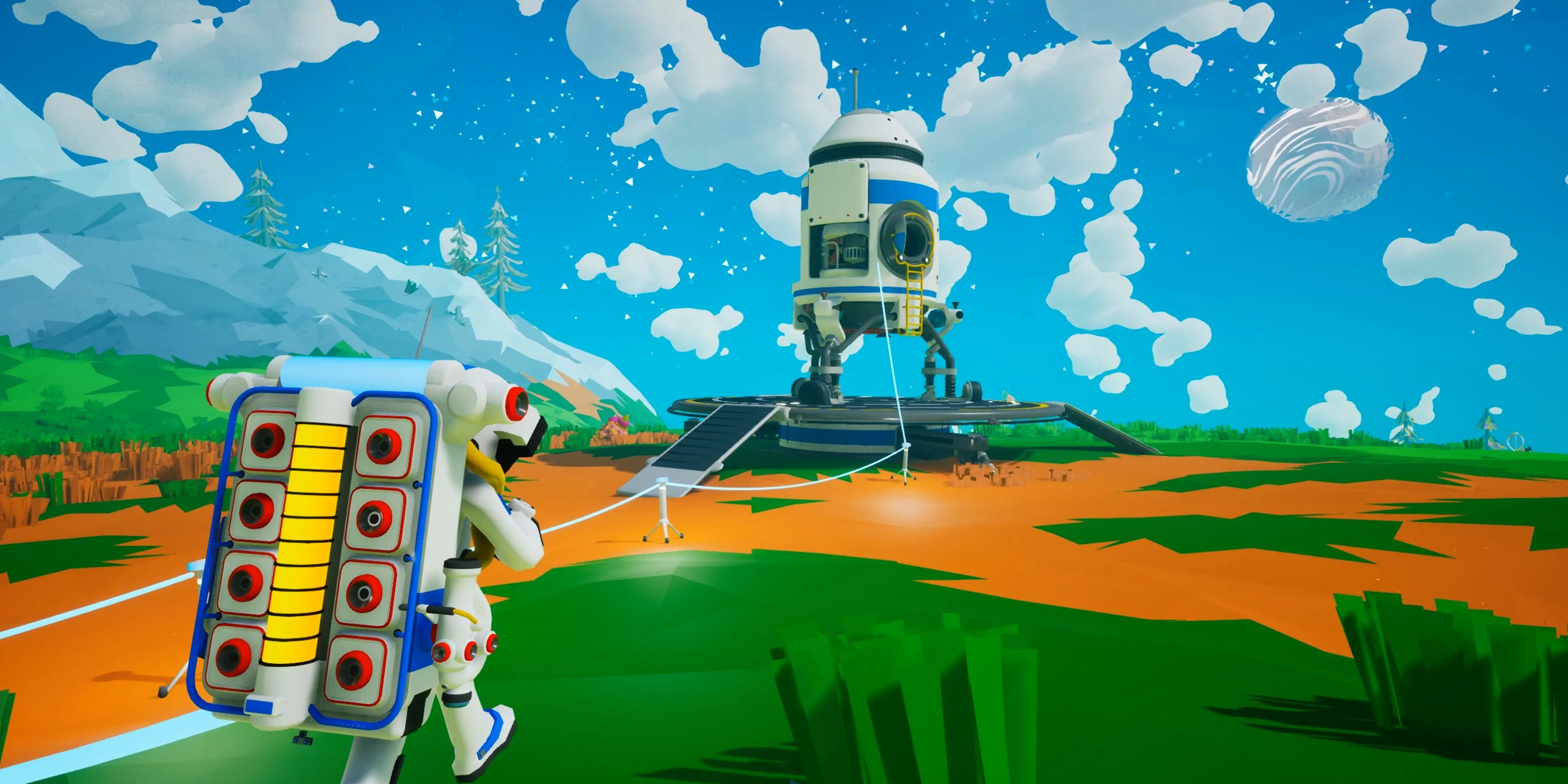 Astroneer - персонаж, приближающийся к ракете