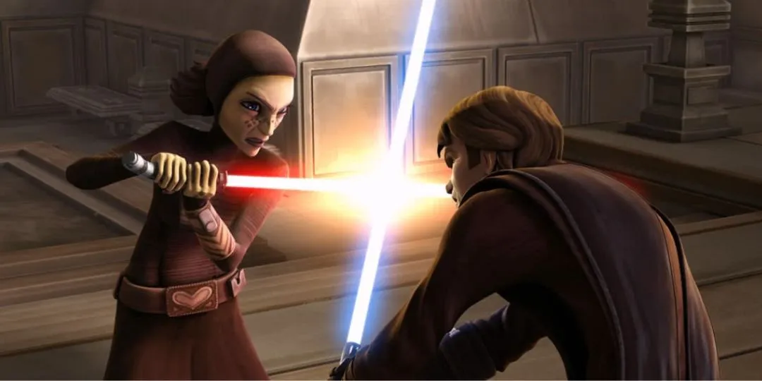 Barriss Offee combatte Anakin Skywalker in Star Wars Clone Wars