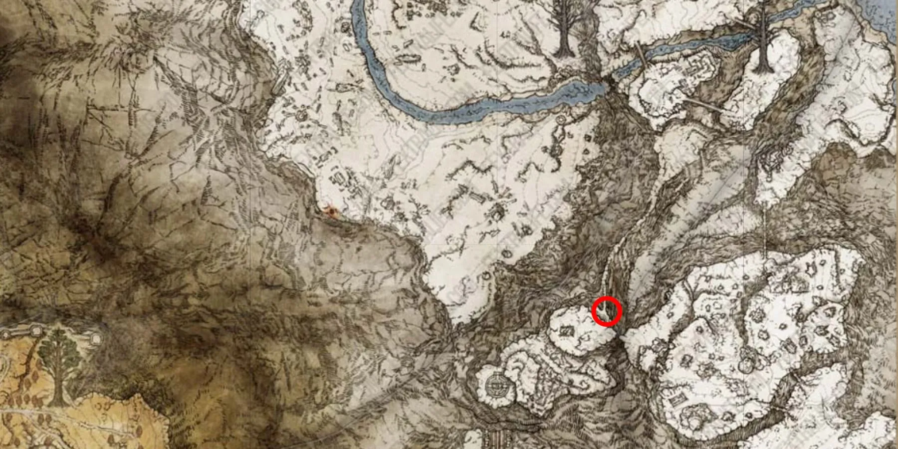 Posizione del Prete del Fuoco sulla mappa in Elden Ring