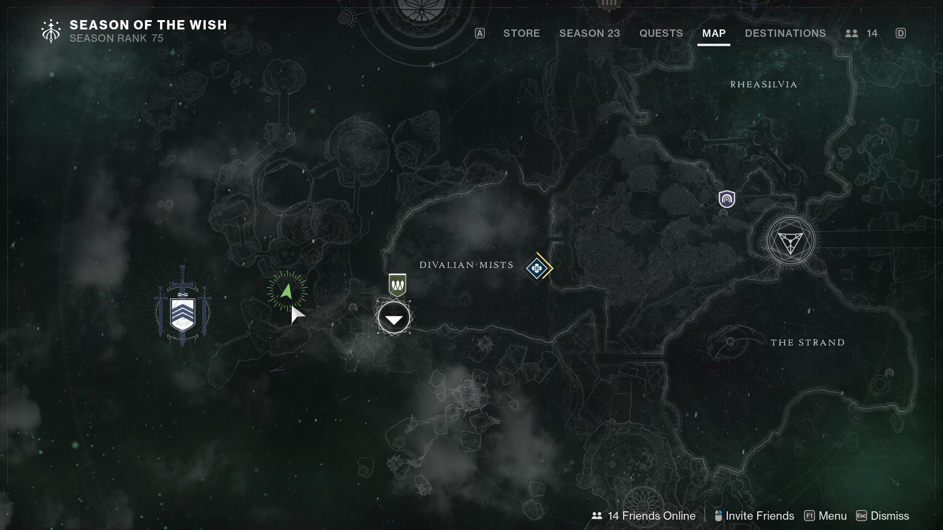 A map of the Dreaming City in Destiny 2
