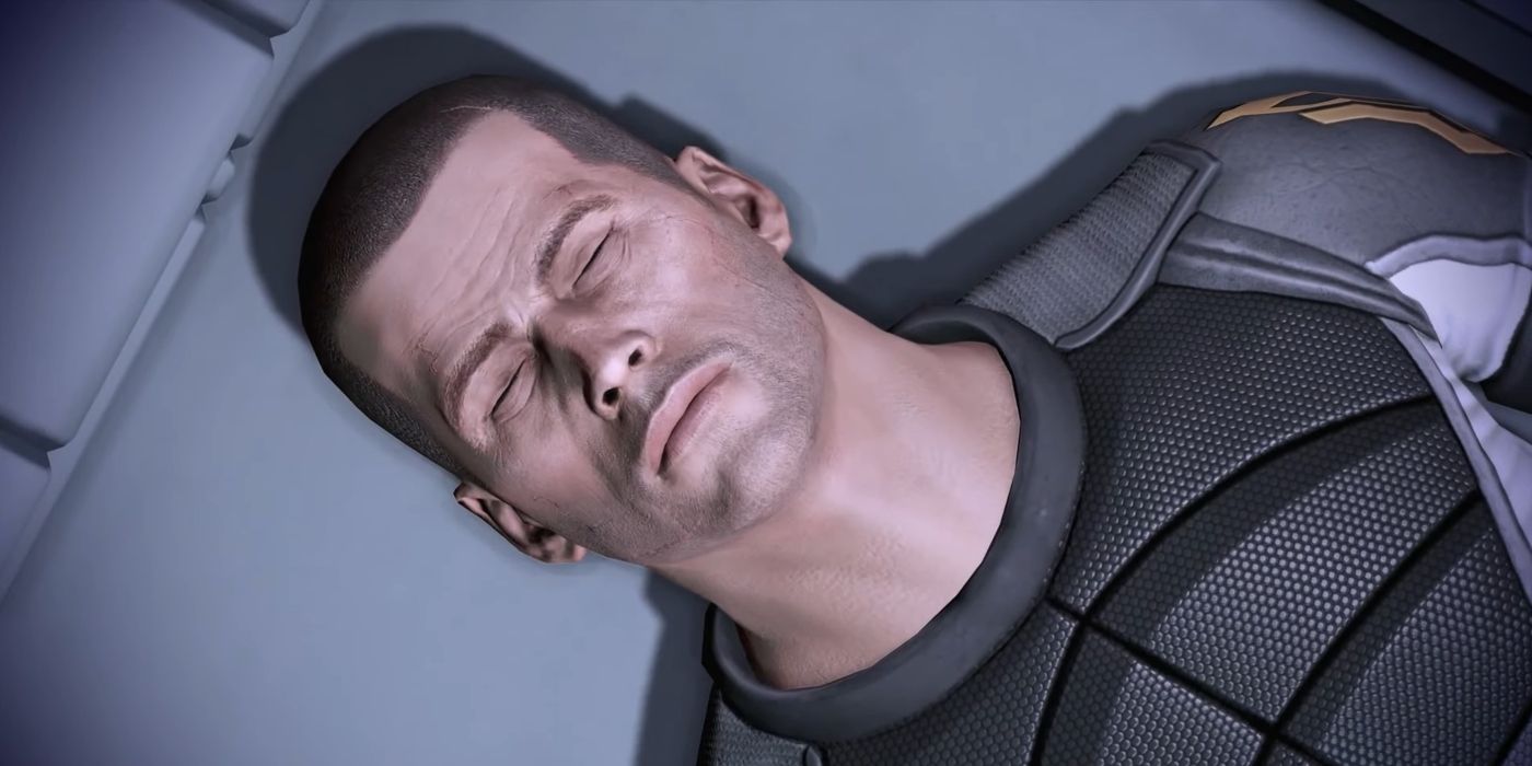 Captura de pantalla de Mass Effect Legendary Edition del segundo juego cuando Shepard se despierta