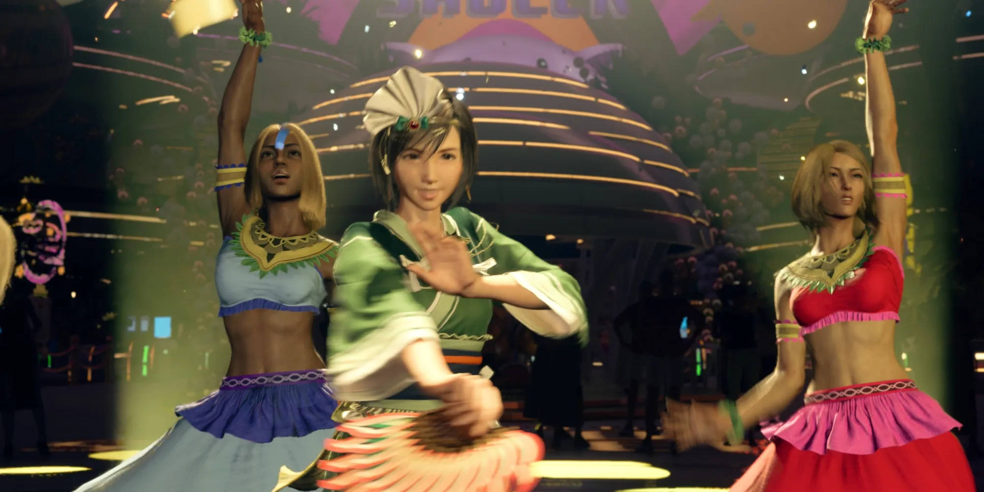 Yuffie bailando en Gold Saucer en Final Fantasy 7 Rebirth
