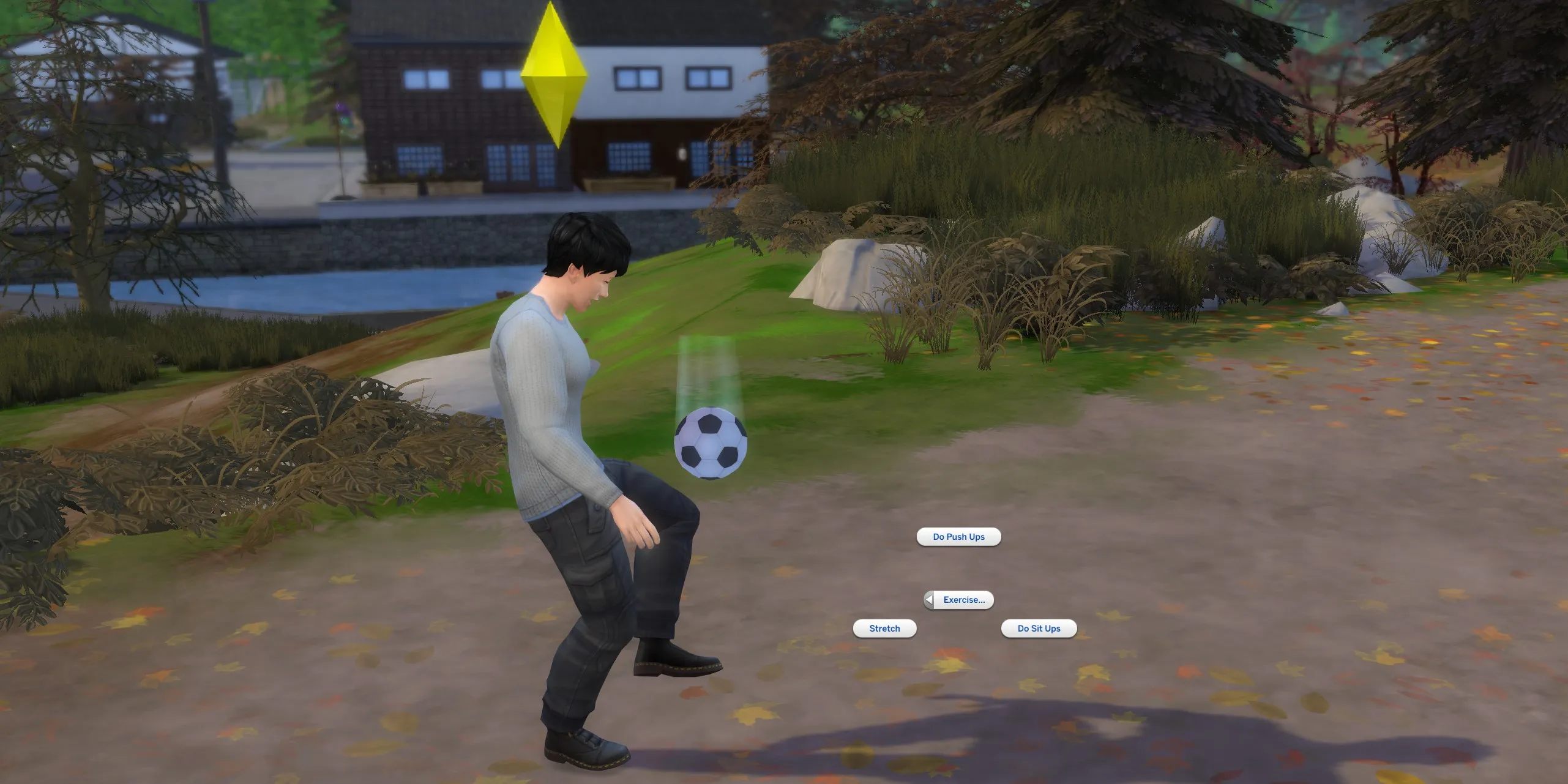 The Sims 4: A Sim Juggling A Soccer Ball