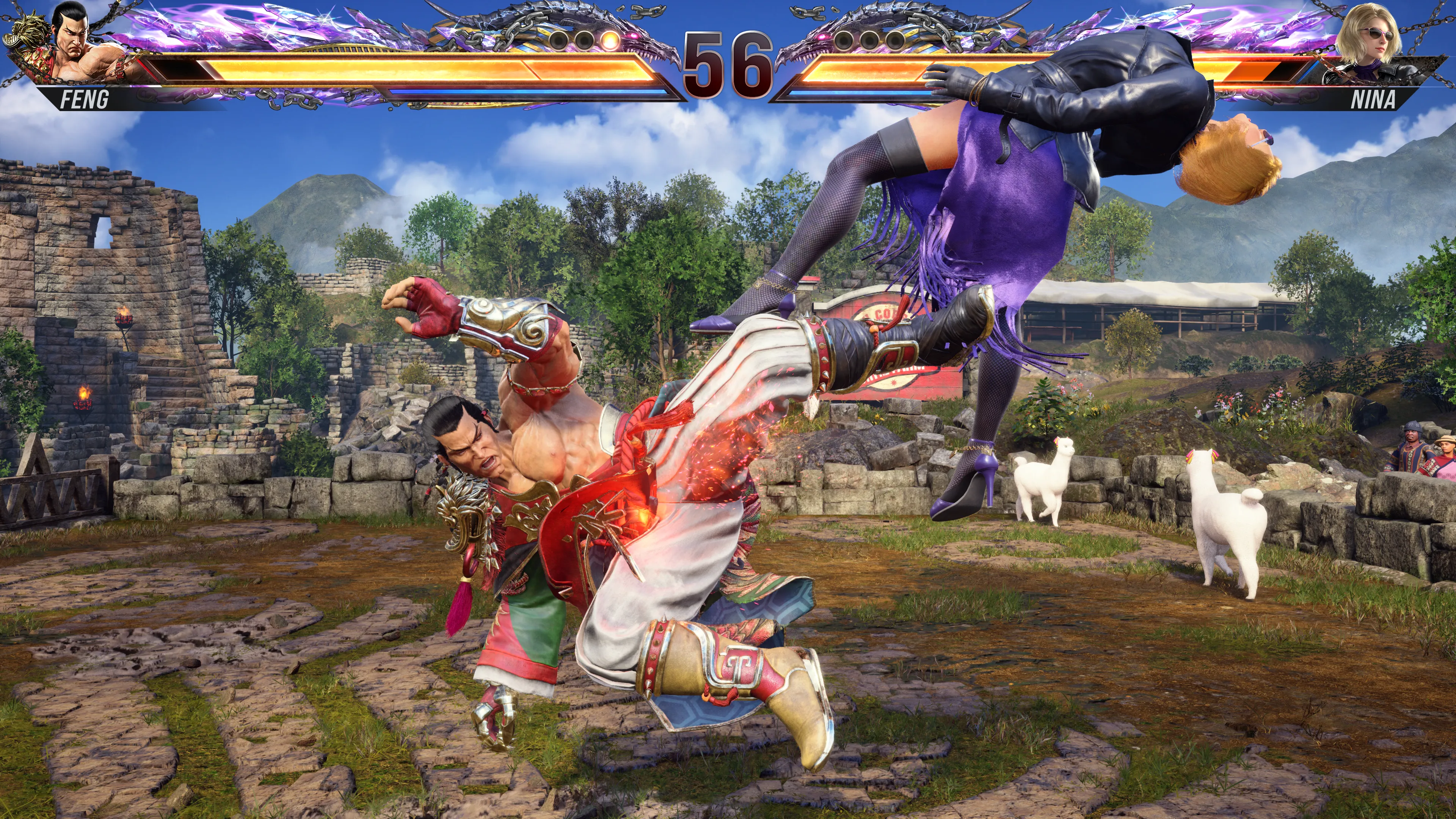 Feng launching Nina with a rising kick from his Lingering Shadow Stance in Tekken 8